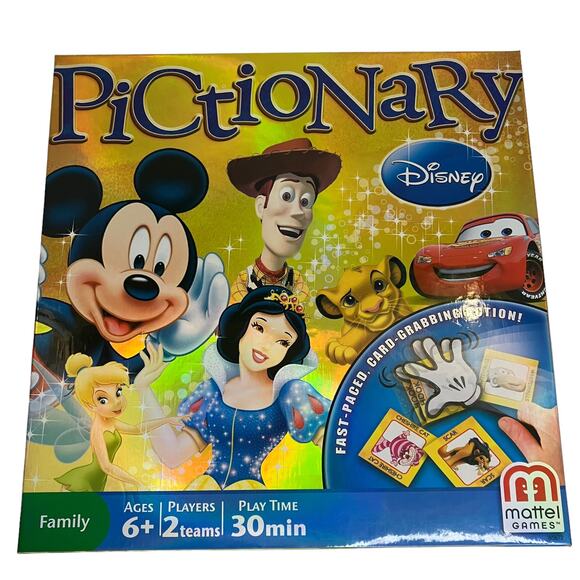 Disney 2012 Pictionary Game Family Board Games Mattel COMPLETE - Picture 1 of 6